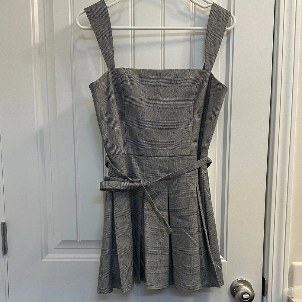 Amanda Uprichard Mercy Skort Romper in Business Plaid - Picture 2 of 10